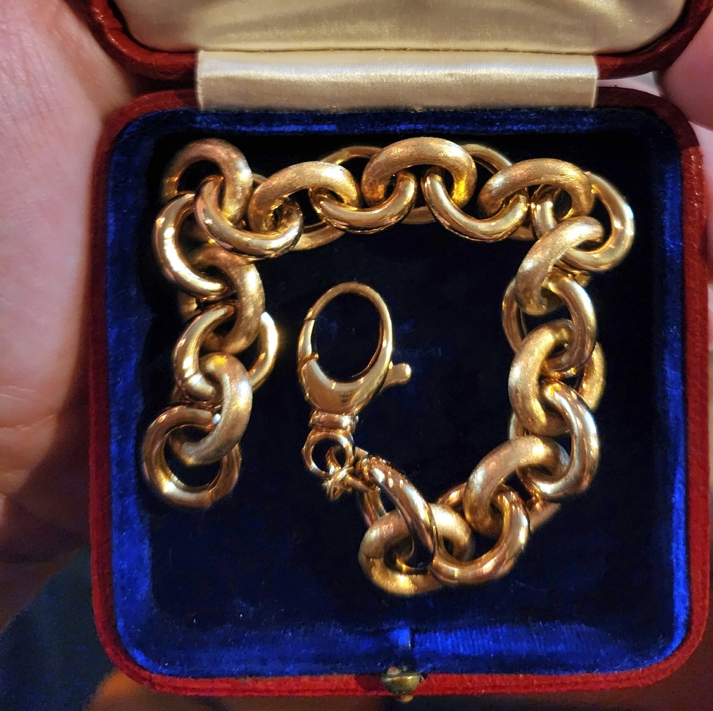 Pretty Matte/Shiny Gold Link Bracelet, Gold Filled/Plated
